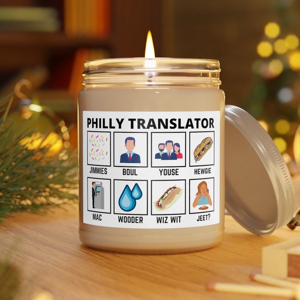 Philadelphia Translator | Funny Philly Gift Candle | Philadelphia Accent | Philly Joke Gift | Jawn Slang Gift | Moving To Philadelphia Gift