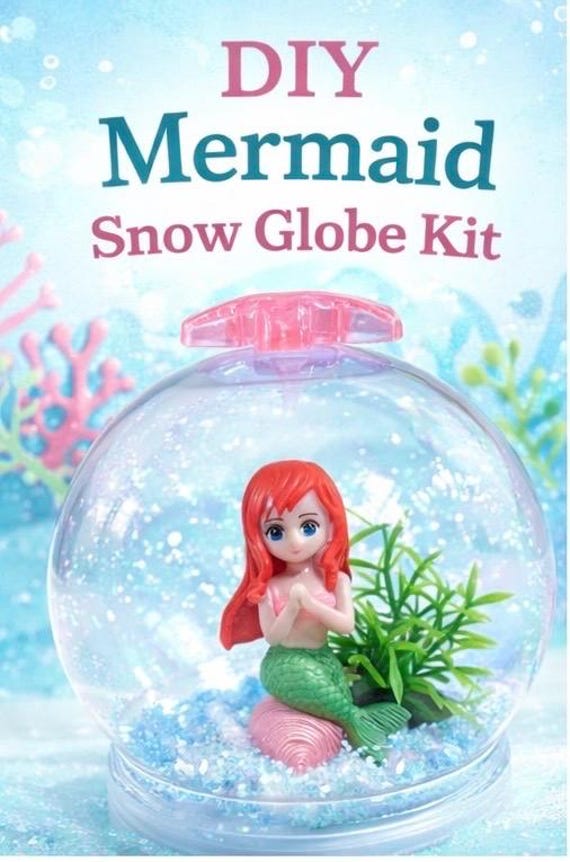 DIY Mermaid Snow Globe Kit for Kids Make Your Own Mermaid Glitter…