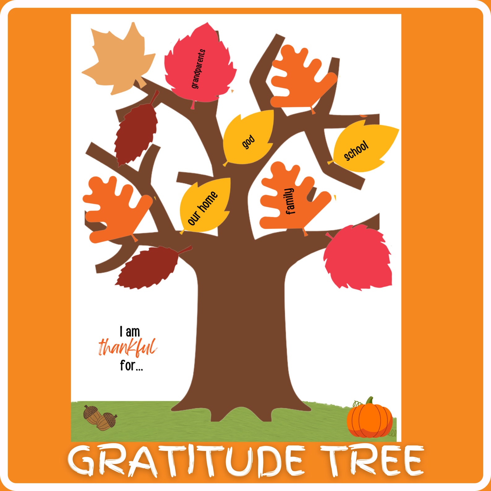 Thankful Tree Printable Gratitude Tree Fall Kids Classroom Activity