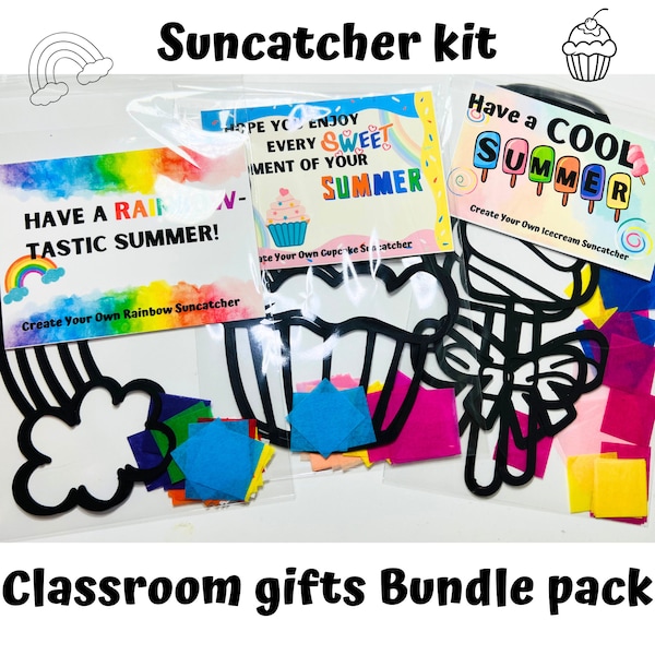 Summer Sun-Catcher DIY Kit Party Pack for Kids| End of school classroom gifts| Suncatcher craft kit| Kindergarten student gifts