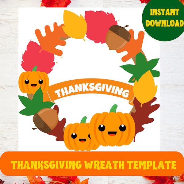 Printable THANKSGIVING WREATH Template|DIY Thanksgiving Wreath Craft for Kids| Fall activity for Kids