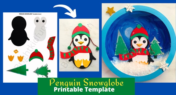 PENGUIN Snow Globe Printable Template DIGITAL ONLY | Etsy