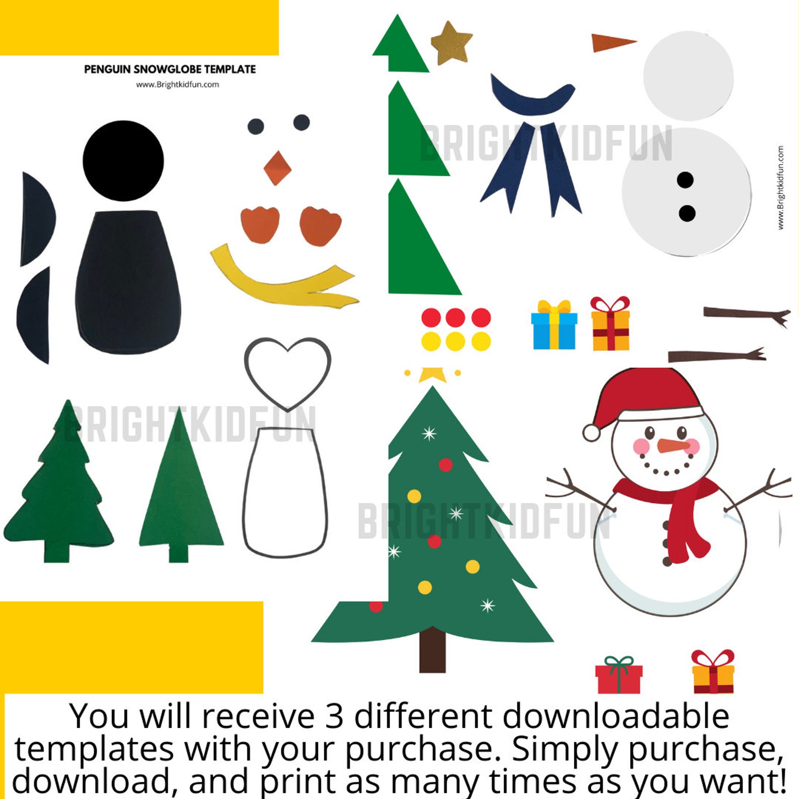 Snow Globe Printable Template Craft for Kids Etsy