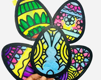 Easter Egg Suncatcher Kit| (SET of 5)| Easter basket ideas, spring suncatchers, Easter kit craft, spring kid craft, Easter gift