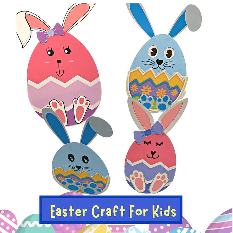 EASTER PAPER CRAFT Printable Template Rocking Bunny & Chick Craft