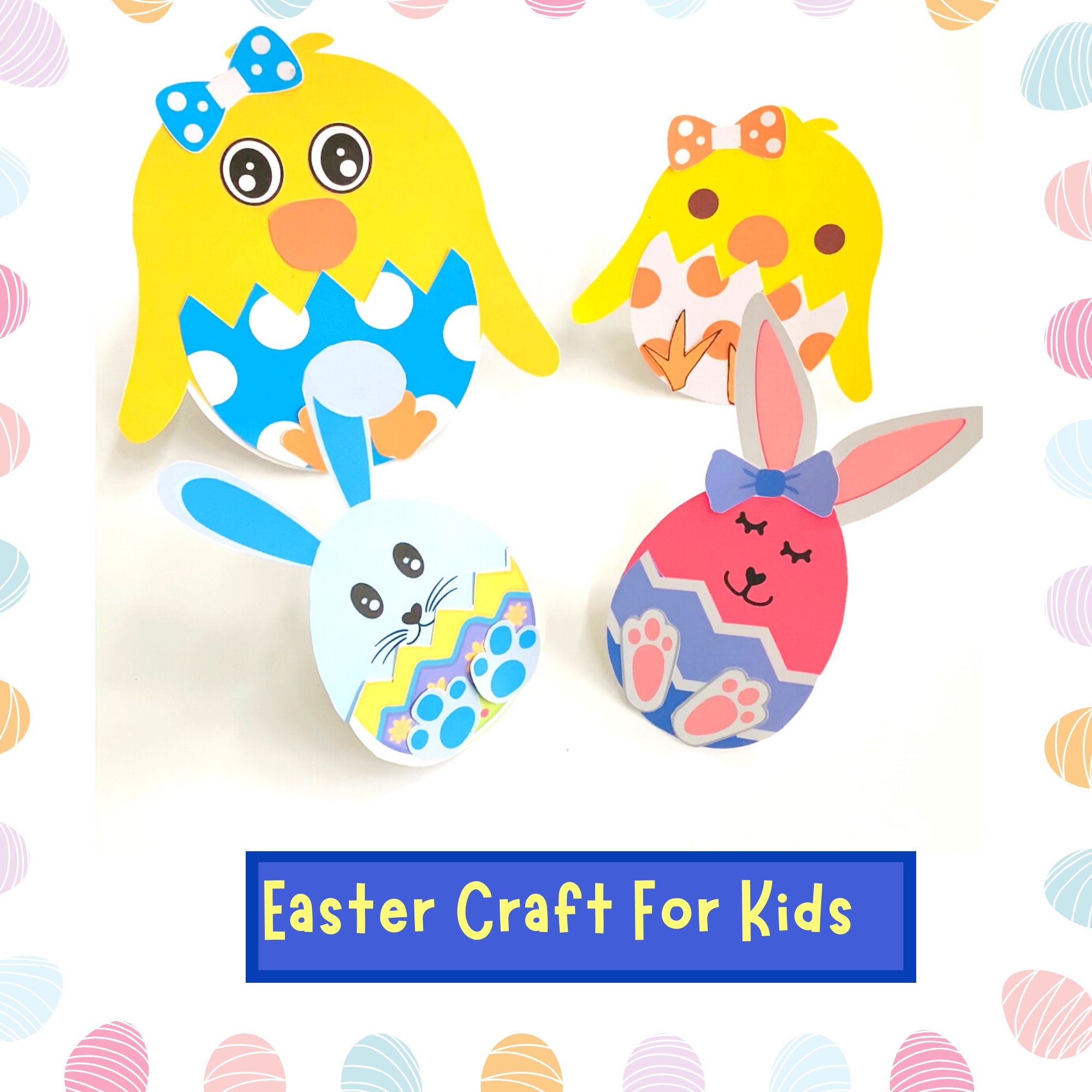 EASTER PAPER CRAFT Printable Template Rocking Bunny & Chick Craft