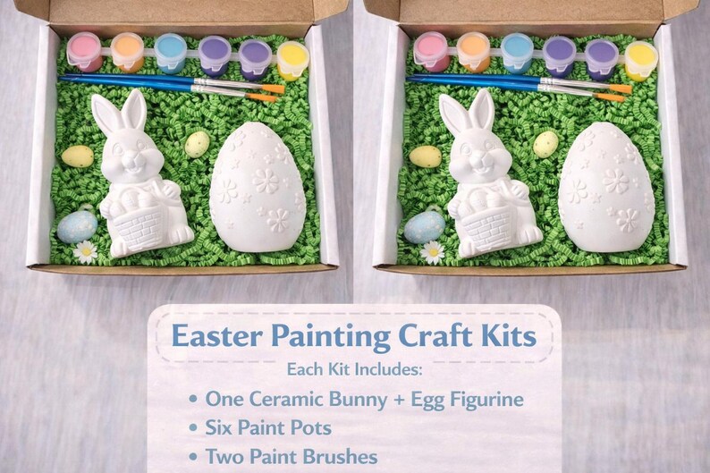 Easter Bunny & Egg Paint Kit – Kids DIY Painting Craft Box, Ceramic ...