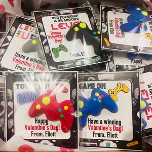 Gamer Kids Valentines Day Card for Class favor gift| / Erasers valentines card
