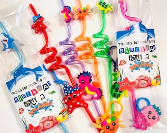 Under the Sea theme Party Favors| Under the Sea reusable straws and a Keychain set