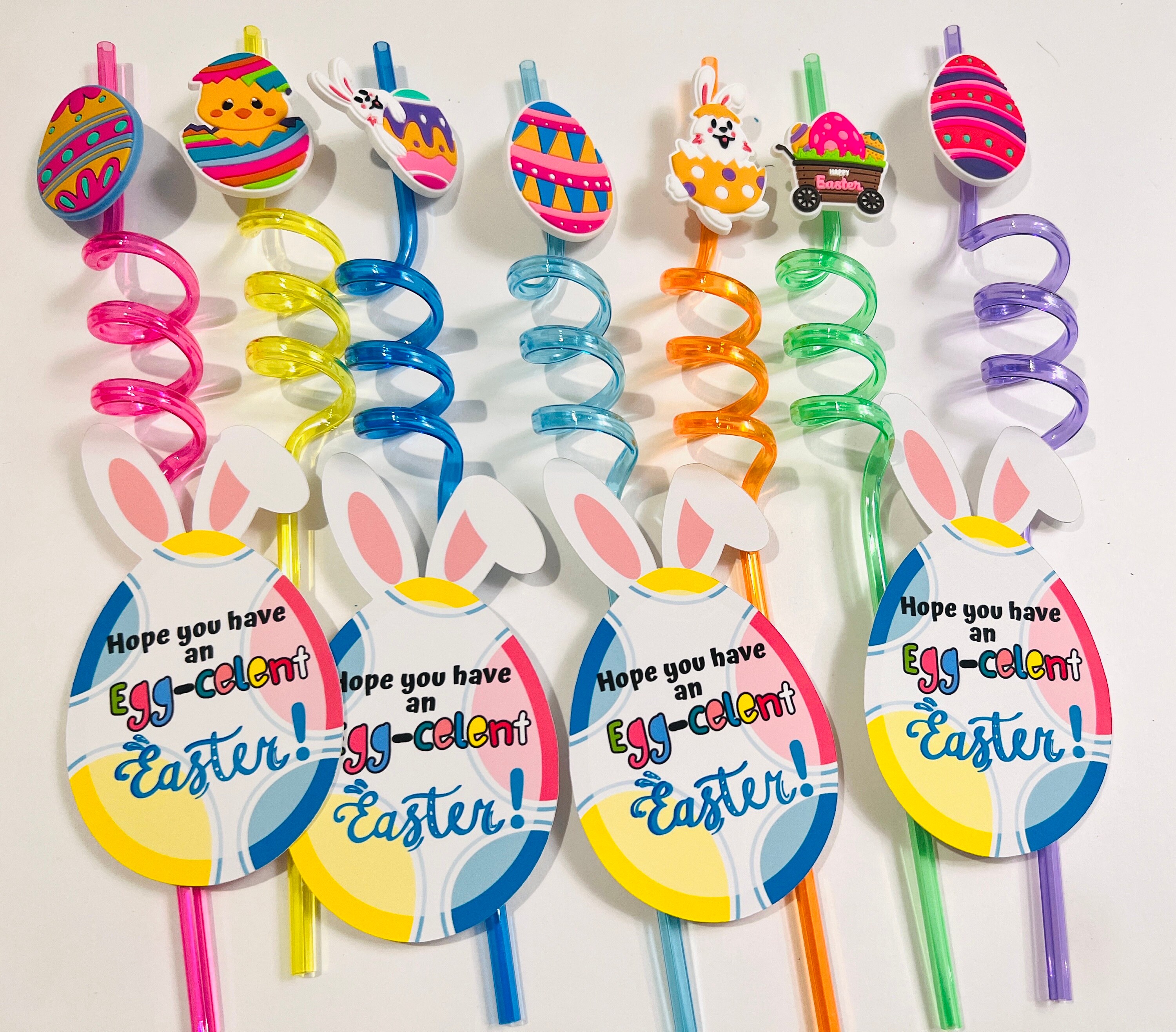 EASTER STRAWS FAVORS| Easter Party Favors |Easter Basket Stuffers |  Easter Straws| Classroom gifts|
