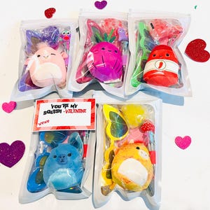 Mini Squishmallow Party Favor Set | Plush Toy, Heart Sunglasses, Pen, Notepad & Heart Squishy | Kids Birthday- Valentine Favors