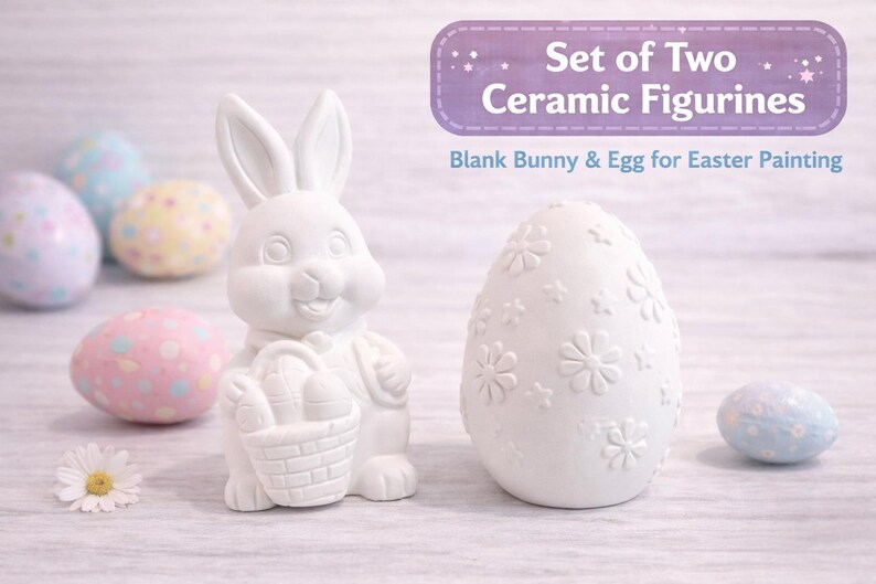 Easter Bunny & Egg Paint Kit – Kids DIY Painting Craft Box, Ceramic ...