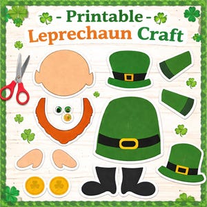 Bygg-en-tomtepyssel för barn/St Patricks dag-barnpyssel | Utskrivbar tomte | Klassrumsaktivitet | Gör-det-själv-tomtepysselkit