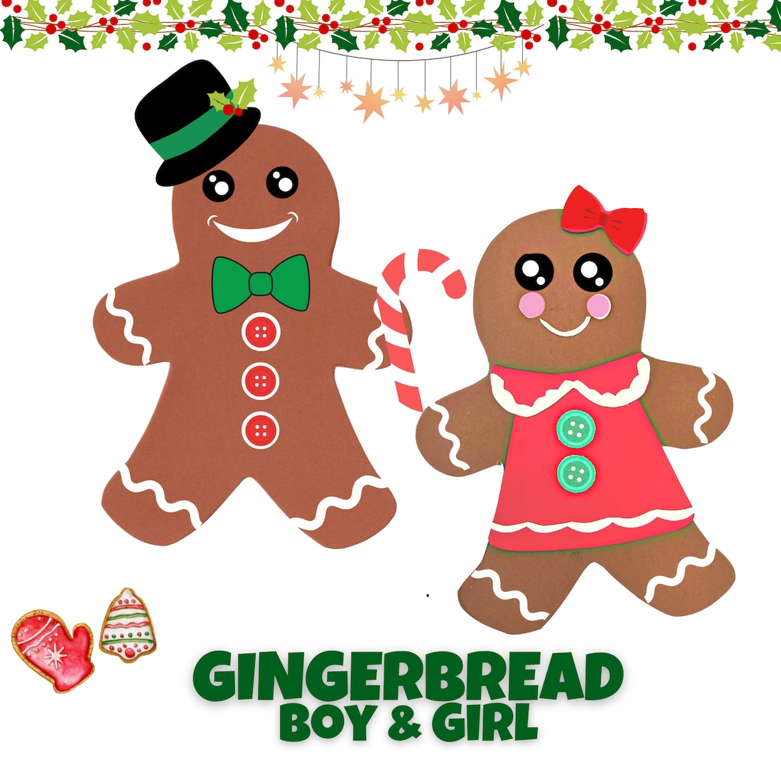Gingerbread Boy and Girl Craft Printable Templates Winter - Etsy