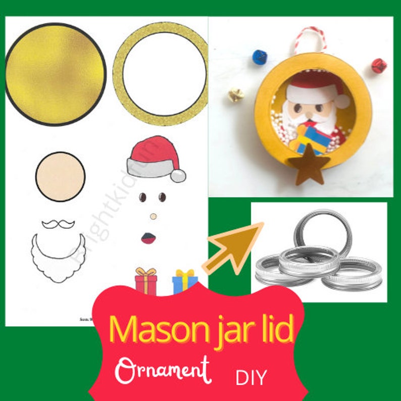 Ornament Mason Jar Lid PRINTABLE TEMPLATE | Etsy