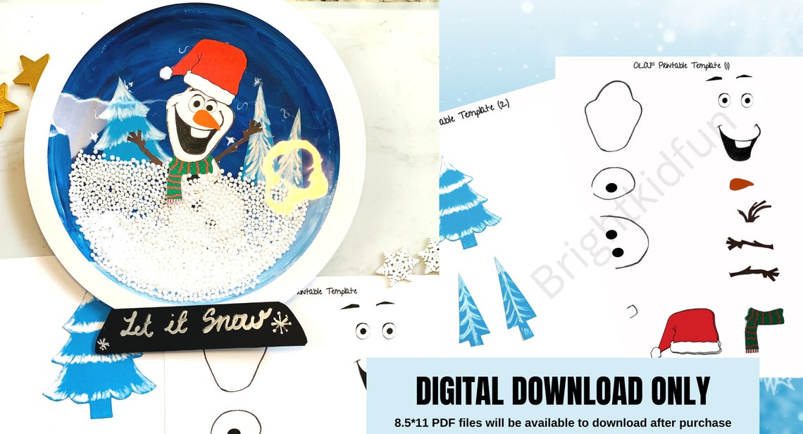 OLAF Snow Globe Printable Template INSTANT DOWNLOAD - Etsy