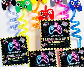 Video Game Party Favors/ Reusable Straws gifts/ Gaming Party gifts