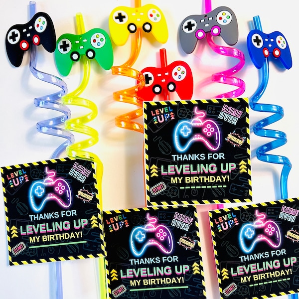 Video Game Party Favors/ Reusable Straws gifts/ Gaming Party gifts