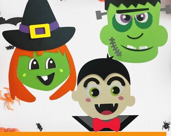FRANKENSTEIN & WITCH Paper craft  kit for kids| Halloween Paper craft |Preschool Craft  kids  kit| Fall Craft Kit