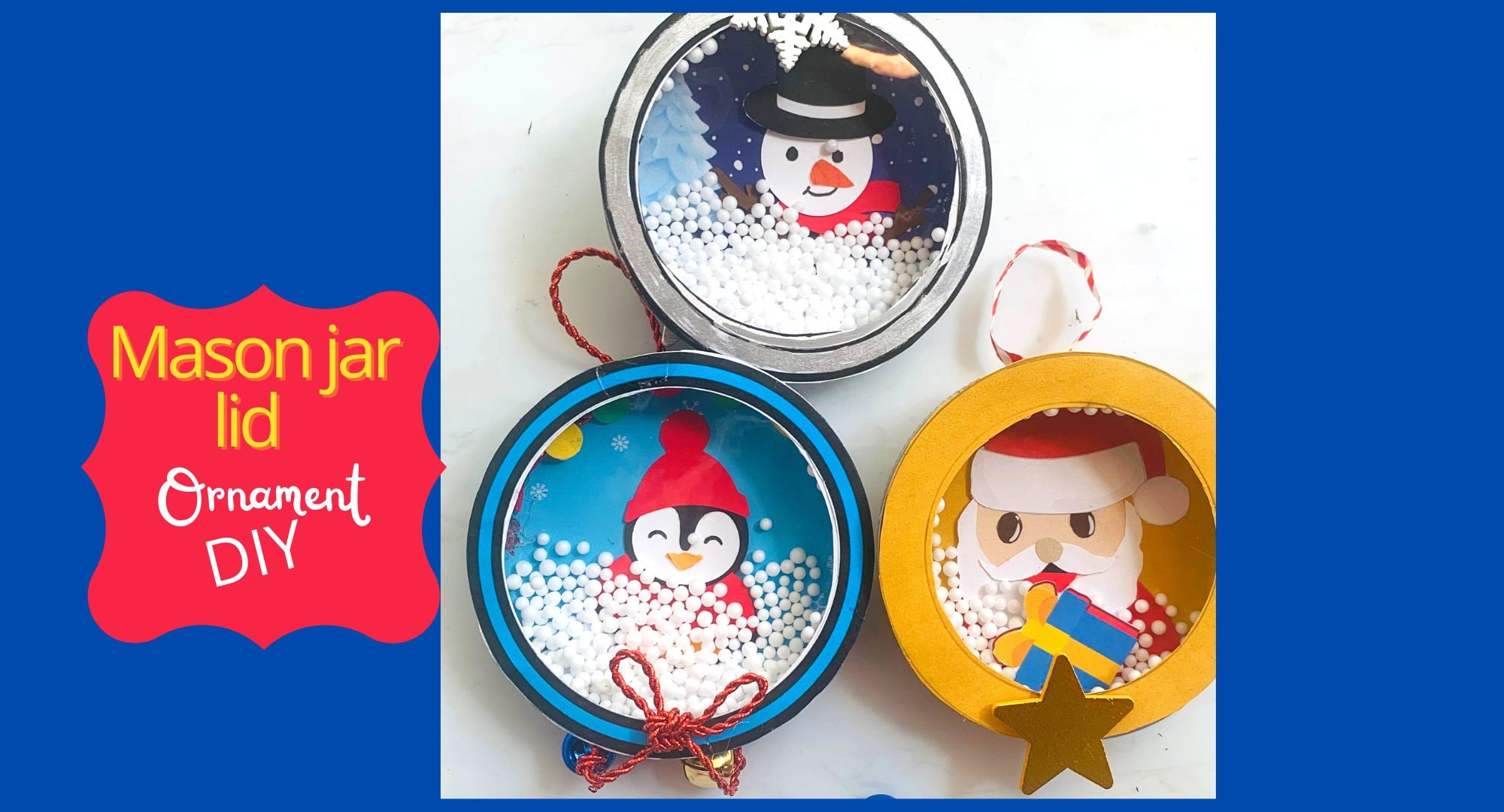 Ornament Mason Jar Lid PRINTABLE TEMPLATE Christmas Activity Christmas ...