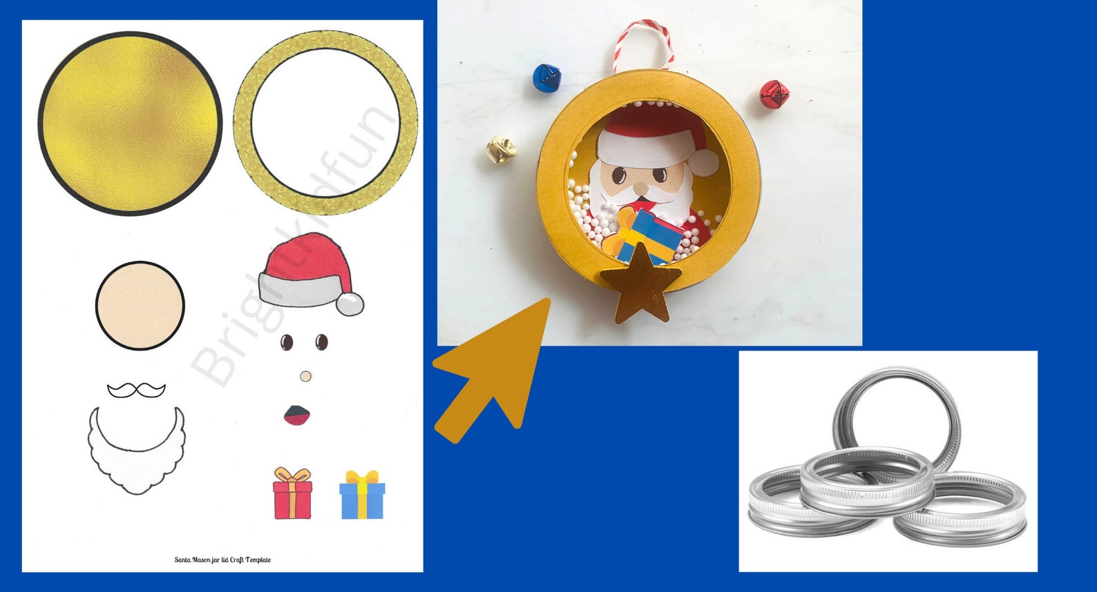 Ornament Mason Jar Lid PRINTABLE TEMPLATE Christmas Activity Christmas ...