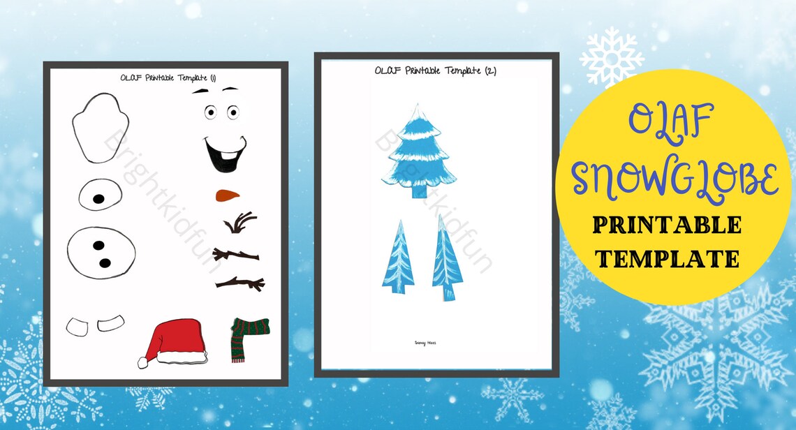 OLAF Snow Globe Printable Template INSTANT DOWNLOAD - Etsy