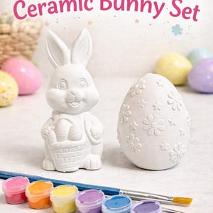 Easter Bunny & Egg Paint Kit – Kids DIY Painting Craft Box, Ceramic ...