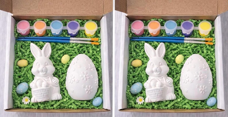 Easter Bunny & Egg Paint Kit – Kids DIY Painting Craft Box, Ceramic ...