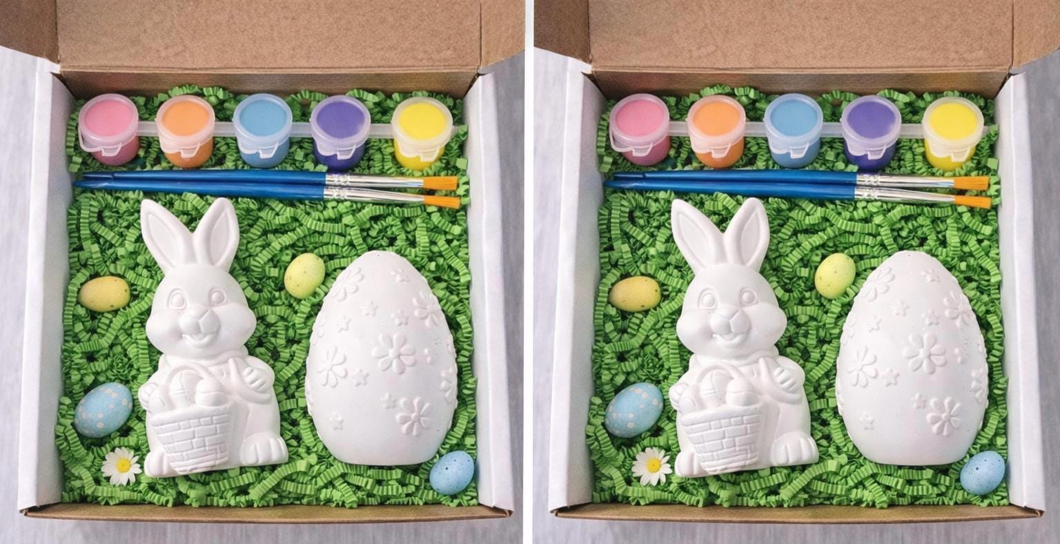 Easter Bunny & Egg Paint Kit – Kids DIY Painting Craft Box, Ceramic ...