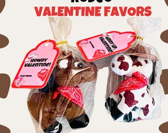 Rodeo Valentine Favors – Howdy Valentine Plush Horse toy, Cowboy Classroom Valentines