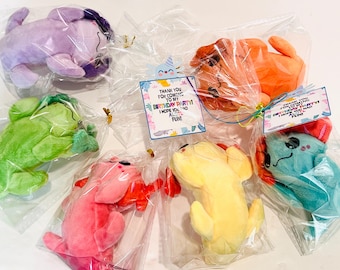 Axolotl Plush Keychain Party Favors: Kids Birthday Gift Set