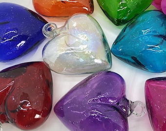 WHOLESALE of 4.5" blown glass hearts handmade in Mexico with FREE SHIPPING!
