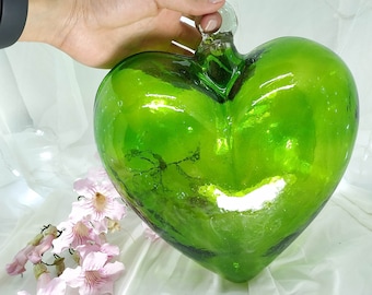 HUGE Blown glass Heart of 10". Made in MEXICO. HANDMADE