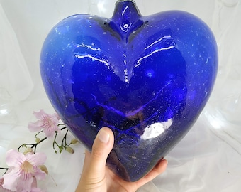 24 HUGE Blown glass Hearts of 10". Made in MEXICO. HANDMADE