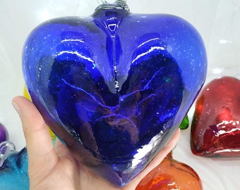 1 Big Blown glass Heart  (Hearts of 7"). Made in MEXICO. HANDMADE!