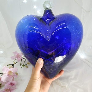 24 HUGE Blown glass Hearts of 10&quot;. Made in MEXICO. HANDMADE