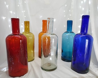 Blown glass color bottle