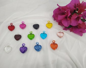 Blown glass hearts set of 1". Handmade in Mexico.