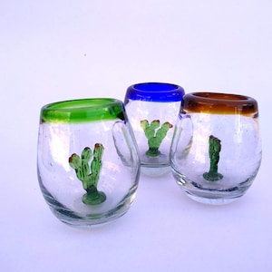 Set de Tequileros con figuritas de vidrio soplado