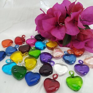 WHOLESALE mini heart of assorted colors of blown glass. Made in MEXICO