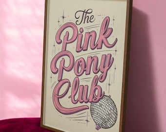 Pink Pony Club, retro wanddecoratie, leuke trendy muurkunst, retro kunstprint, decor slaapzaal thuis, slaapkamer decor, retro esthetiek