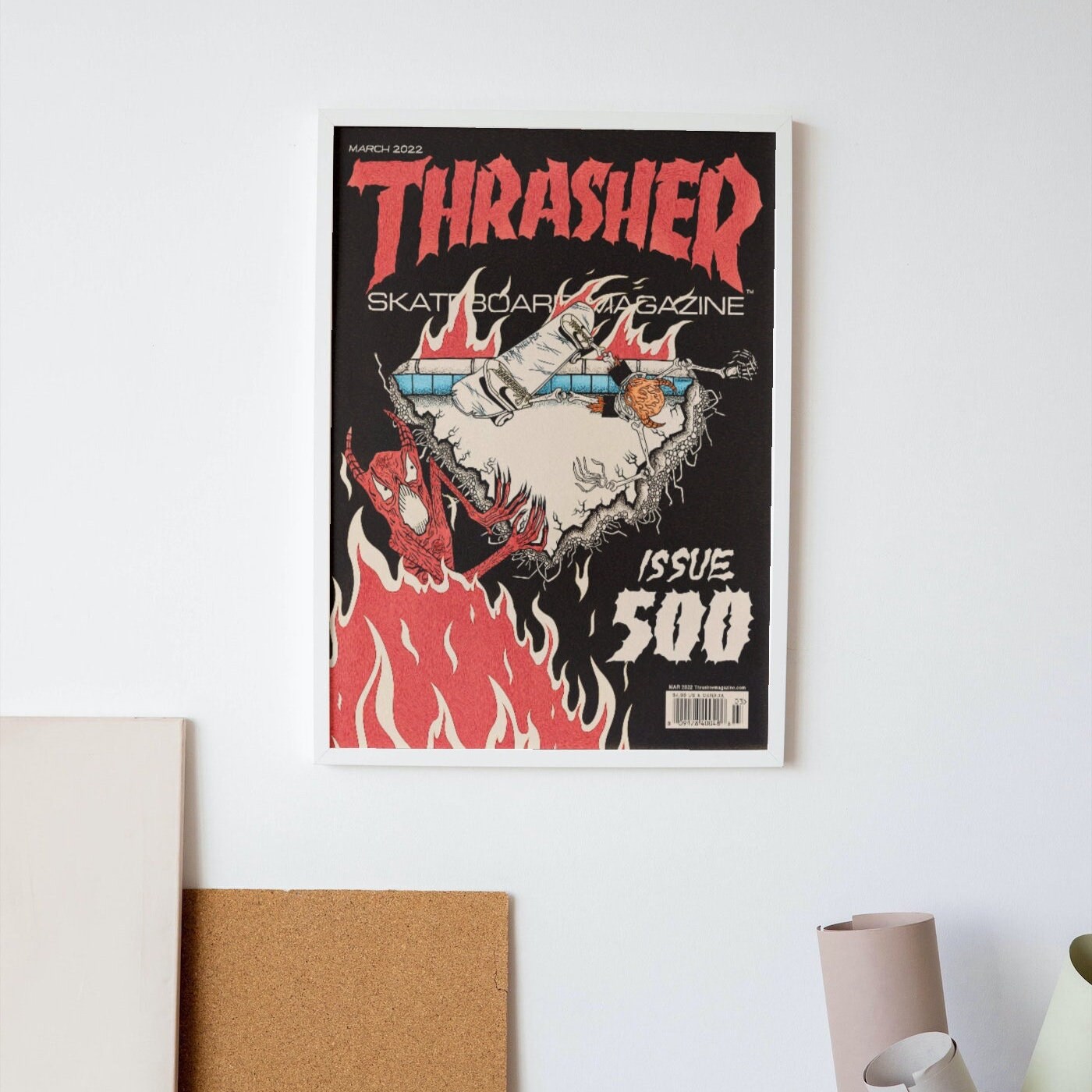 Thrasher Magazine Hand Painted Poster Print, High Quality Matte