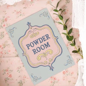 Powder Room Logos Powder Room - Cute Vintage Inspired Bathroom Art Print - Stylish ...