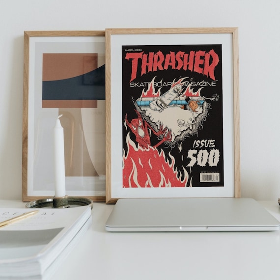 松　 スラッシャー　ヴィンテージ ポスター　大型 80s Thrasher Magazine Skate Rock ポスター Salba