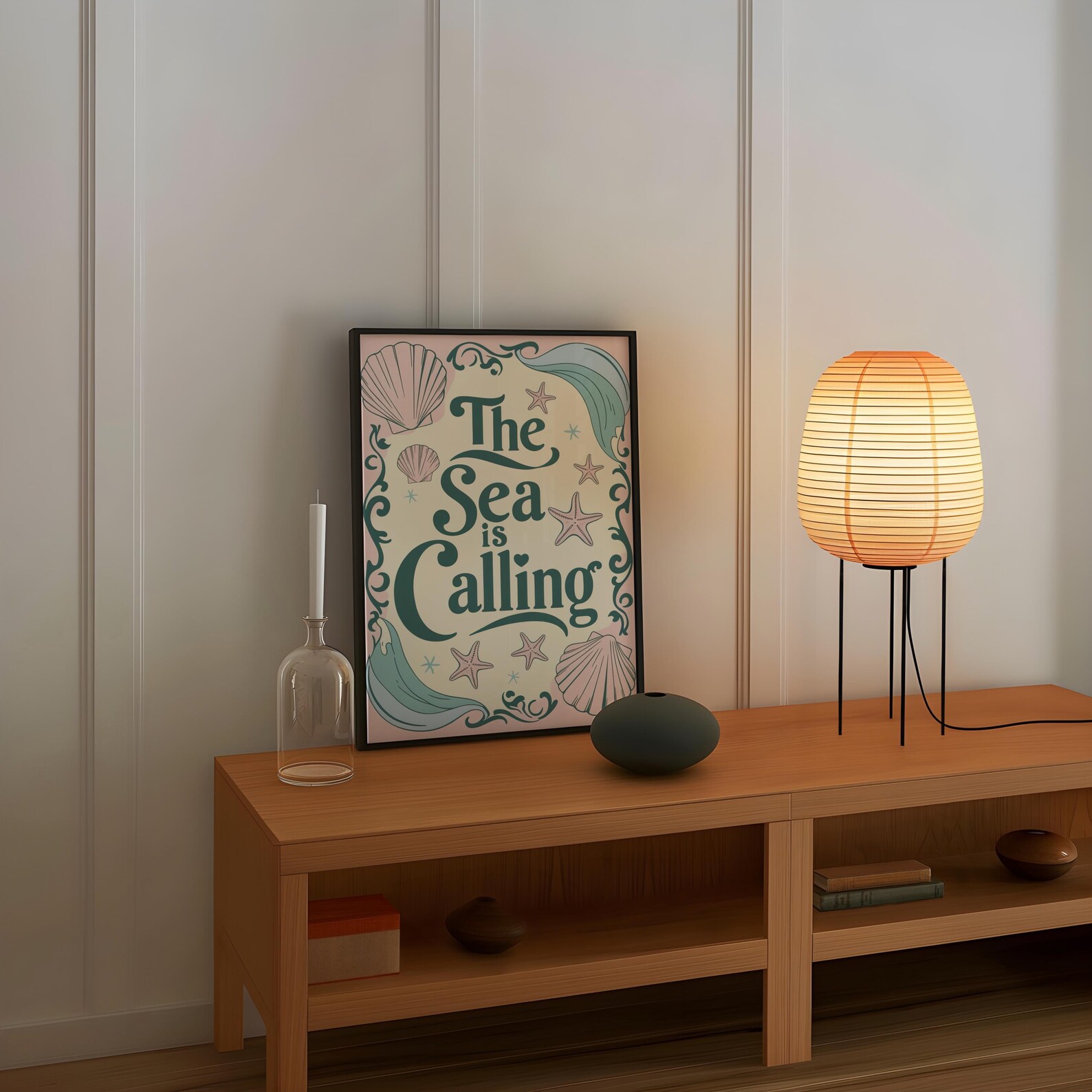 Calling Vocation Sea Shell The Sea is Calling Art Print – Coastal Beach Wall Decor, Pastel Ocean ...