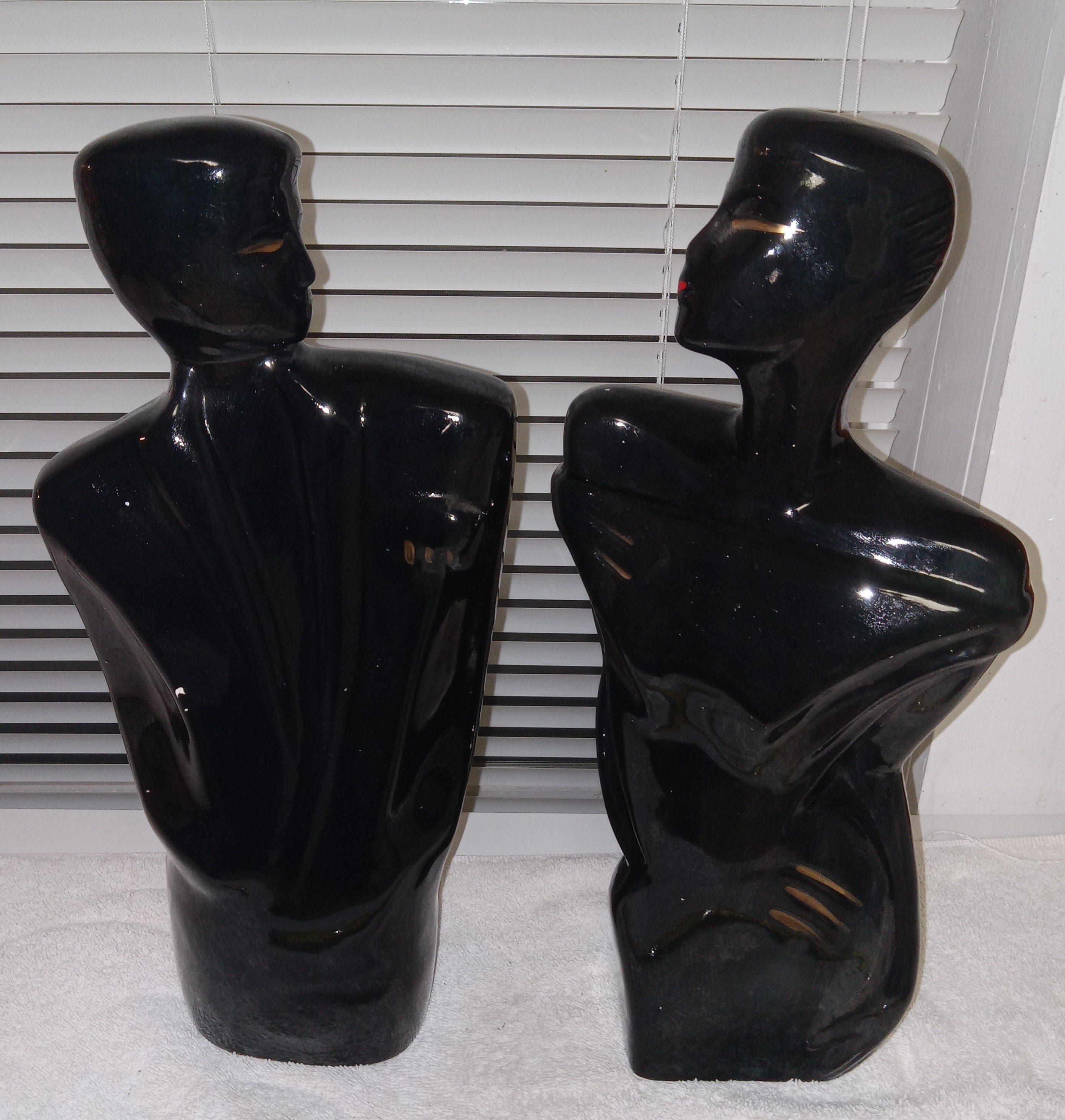 Vtg Art Deco MCM Man Woman Statue Set Black Torso Bust - Etsy