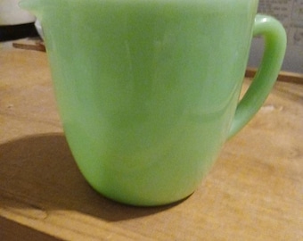 Vintage Jadeite Anchor Hocking Fire King Milk Pitcher Green Oven Ware