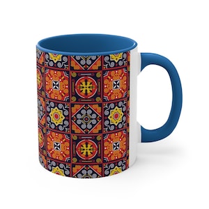 Traditionnel Azulejos Motif Carrelage Tasse à café, Noël Café art Mug Café Amour Tasse à café cadeau Accent Tasse à café, 11 oz