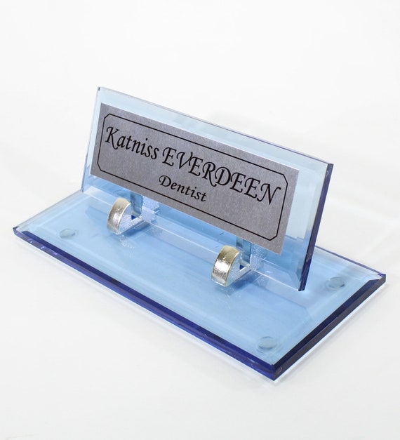 Personalized Glass Desk Name Plate Glass Modern Office Etsy
