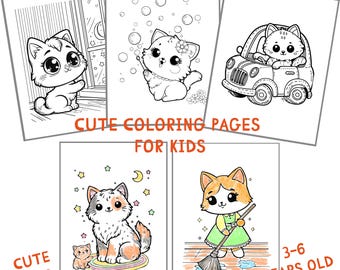 Cat Coloring Pages for Kids, Whimsical Animal Activity (PDF Download)